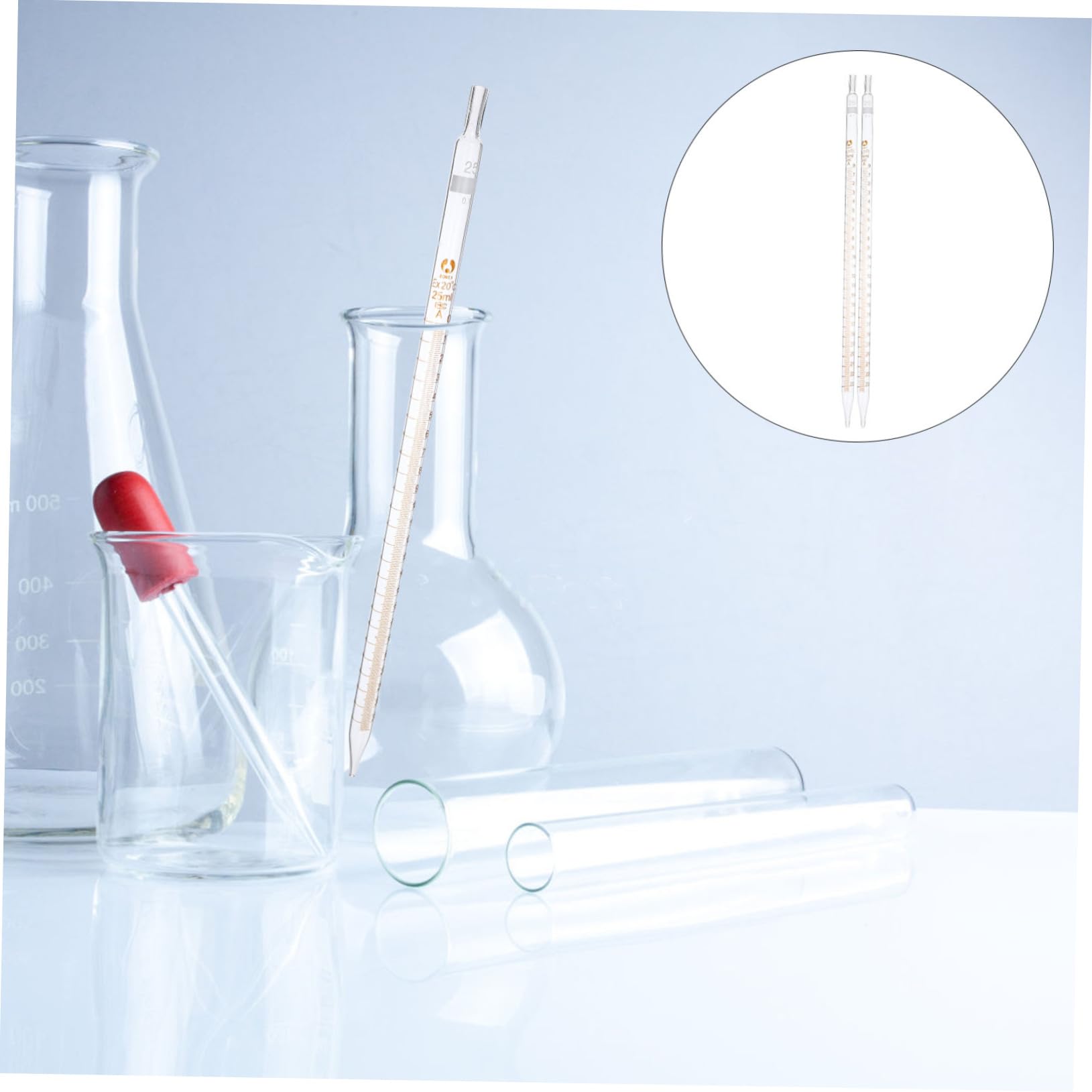 Pipeta de Laboratorio de Vidrio Escala 25ml, 20 Piezas | Medición Precisa, Apta para Lavavajillas, Formato Portátil para Suministros de Laboratorio y Uso Científico