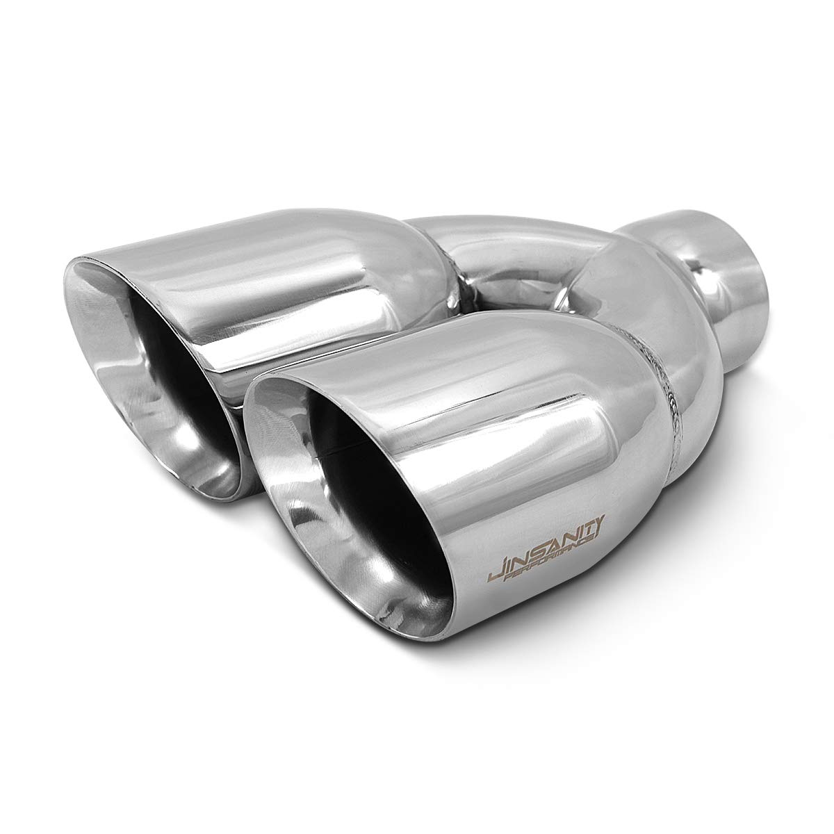 Photo 1 of Jinsanity Performance Dual Exhaust Tip 2.5" Inlet, 3.5"x2 Outlet, 9.5" Overall Length 1.2mm Thickness Stainless Polished. Weld on.(Double wall Angle) Stainless Steel 2.5" Inlet, 3.5"x2 Outlet