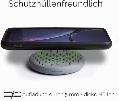 Boompods Eclipse Mini Fast Inductive Charger - 15W Wireless Charger Qi-Certified Charging Station Wireless Charger Induction Charger for iPhone/Samsung/Other Devices Charging Pad Grey