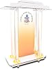 Customized Church Pulpit for Churches Text & Logo, Acrylic Lectern with Wheels & 15 Color Adjustable LED Light, Acrylic Large Podium Stand for Church, Lecture, Wedding(40