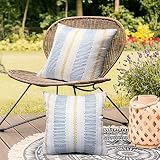 JYVNCZ Outdoor Pillow Covers Set of 2 Waterproof Square Decorative Throw Pillow Covers Farmhouse Str