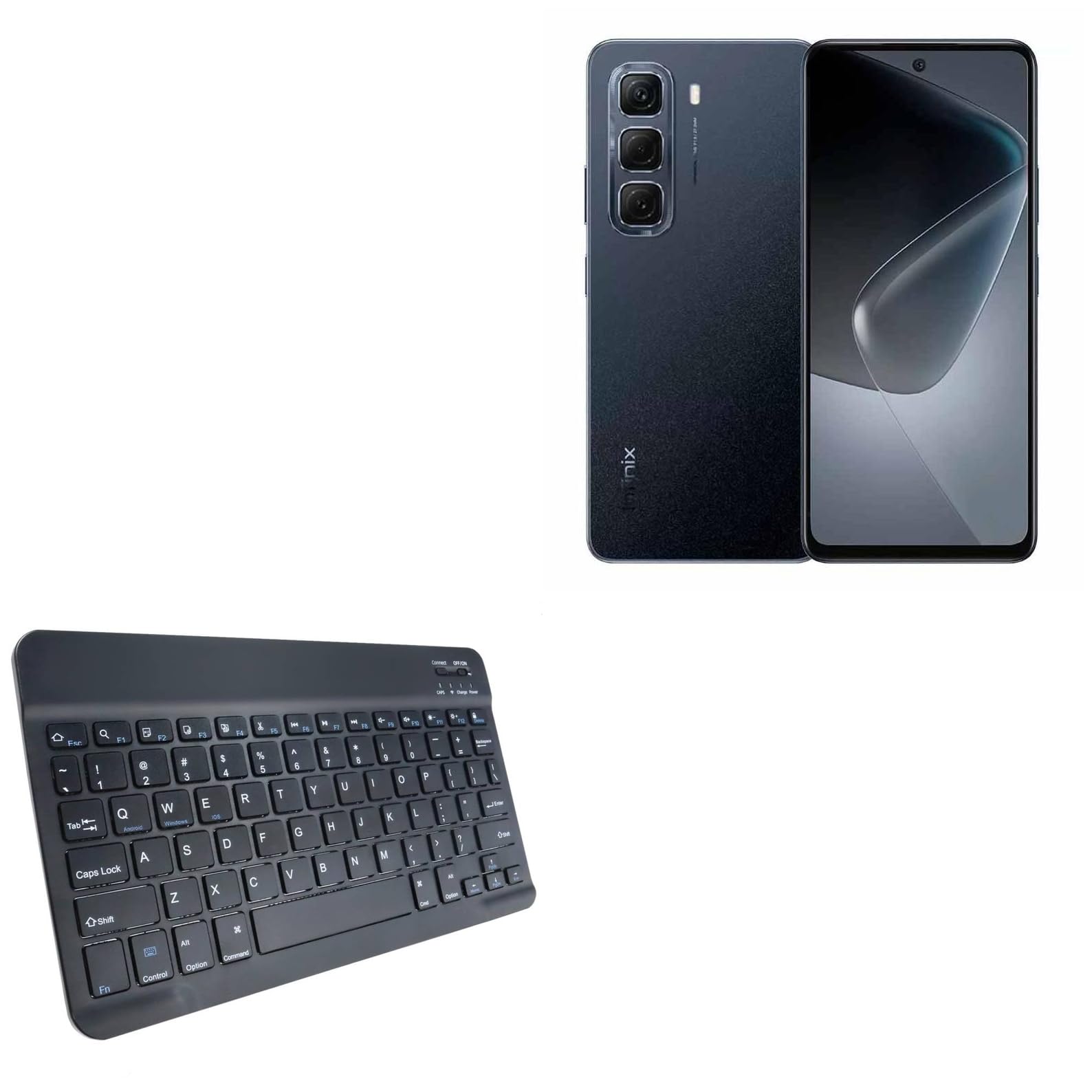 BoxWave Keyboard Compatible with Infinix Hot 50 - SlimKeys Bluetooth Keyboard, Portable Thin with Chiclet-Style Keys - Jet Black