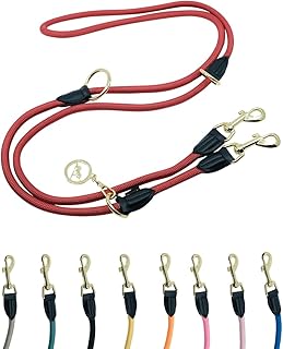 Hundeleine 3m VELVETIER® 3-Fach verstellbar für große, mittelgroße & kleine Hunde | Paracord Führleine | Waschbar, leicht, und robust mit 2 Karabinern (Milano (Rot), 3 m x 1.1cm)