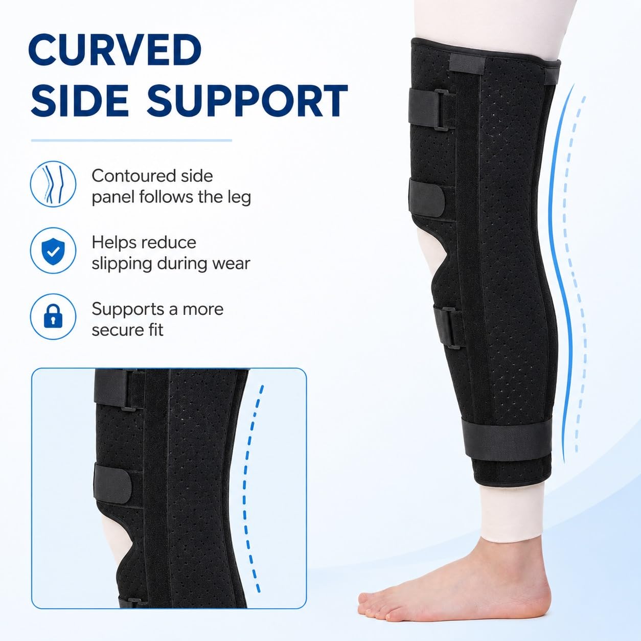 Genérico Rodillera fijación y recuperación Articular, férula Ajustable para fracturas de Pierna para Hombres y Mujeres, inmovilizador ortopédico para osteoartritis, LCA y Soporte de rehabili