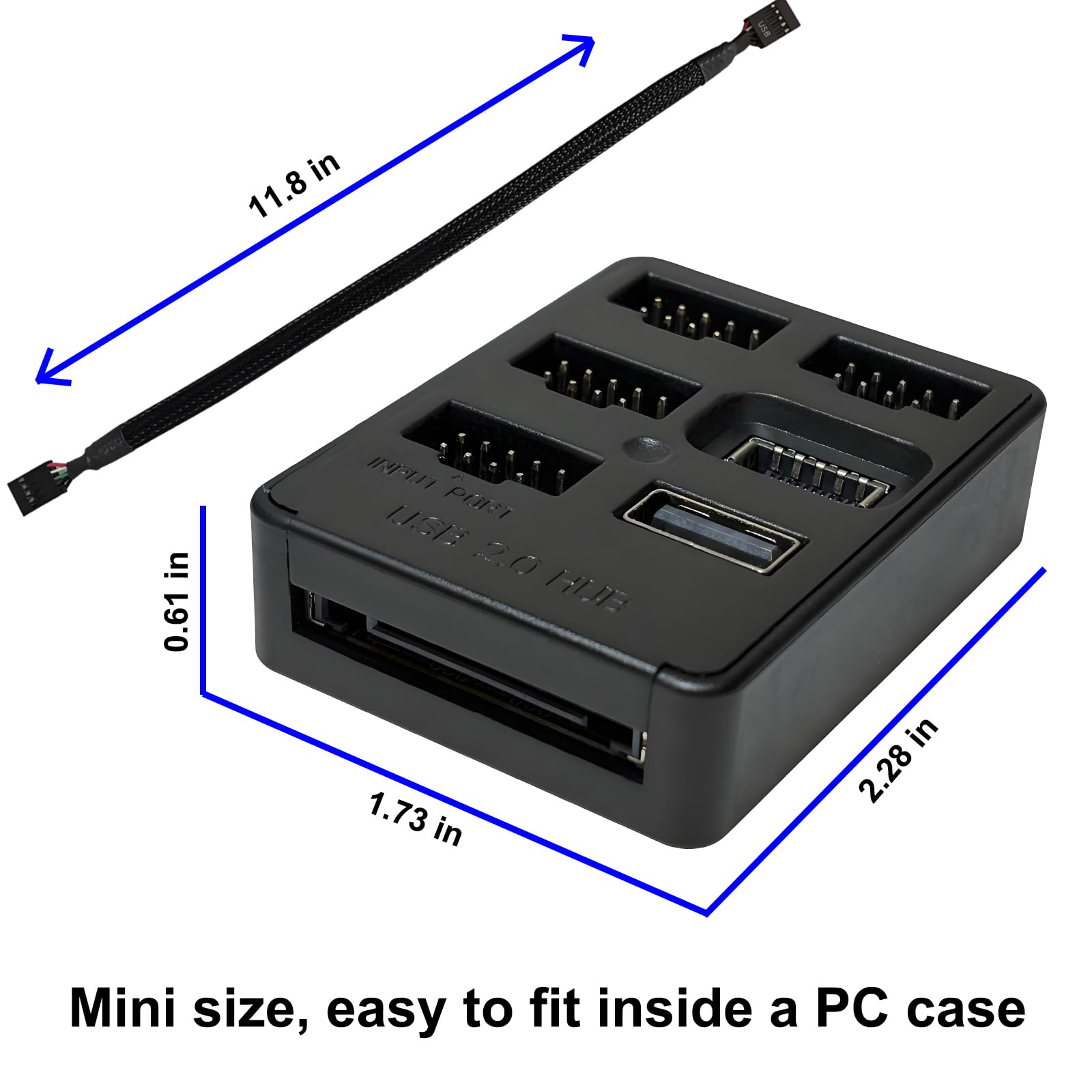 Hub USB interno de 5 puertos, placa base 9pin USB 2.0 Header Splitter, USB 2.0 a USB 3.2 Gen 1 adaptador de cabecera. 5