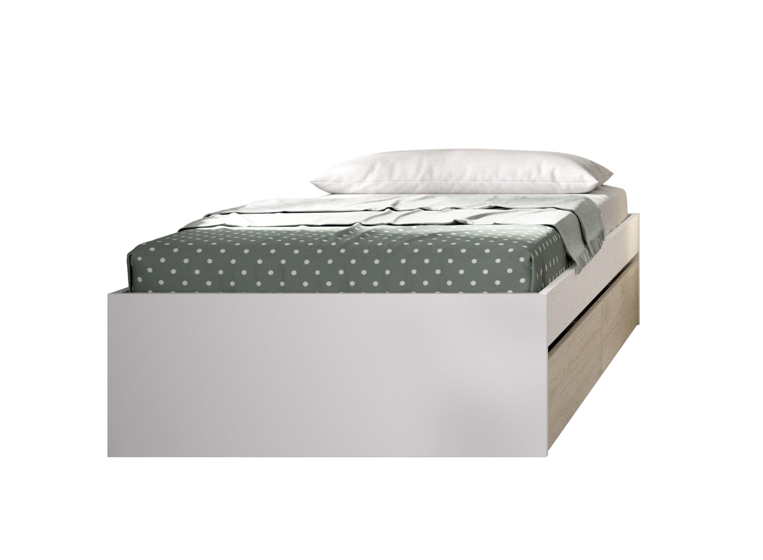 DEKIT GRUPO RIMOBEL Lit gigogne, mélamine, Blanc/​Naturel, 40,​3 x 99,​8 x 194,​8 cm