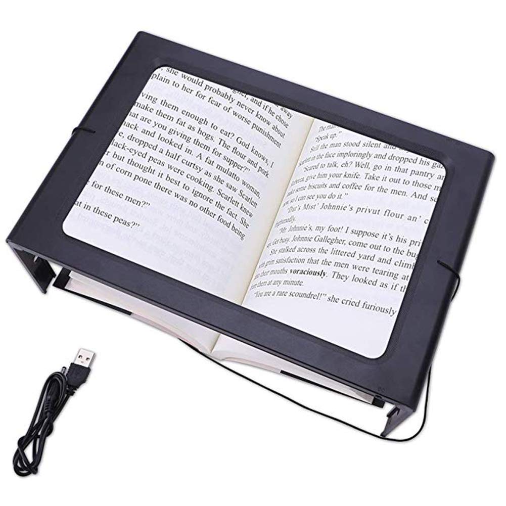 Grande Lente d'Ingrandimento a Mani libere, ingrandimento 3X a Pagina Intera, con Luce LED, Pieghevole e Portatile, Ideale per lavori di precisione, Lettura, Libri e ispezioni.