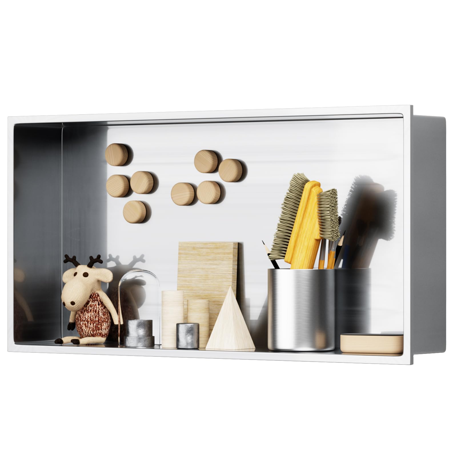 BWE Bathroom Wall Niche 24 X 12 X 4Stainless Steel Shower Niche Rimless Recessed Shower Shelf for Bathroom