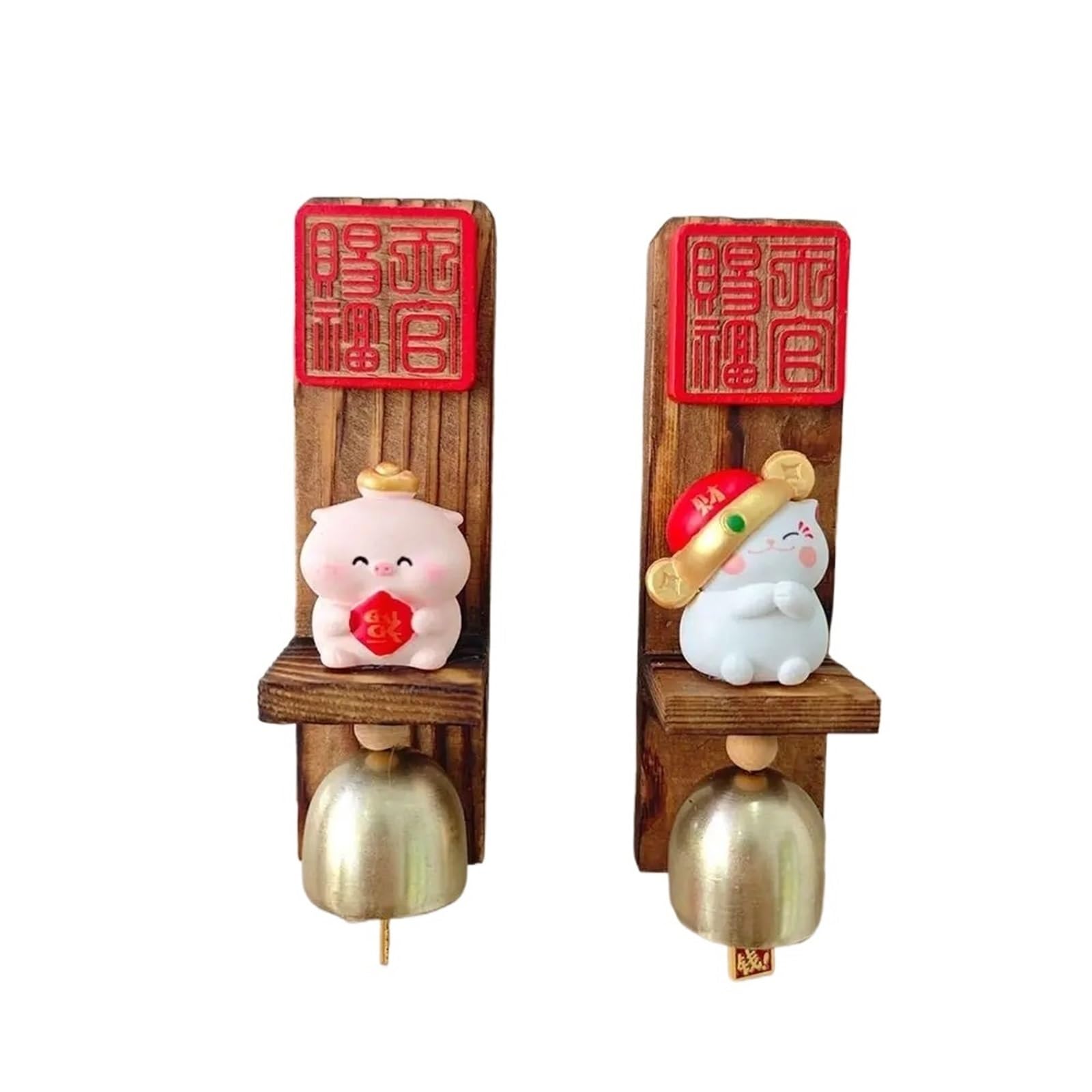 Pawuniscript 2Pcs-B Charming Chinese Style Wooden Door Bell - Magnetic Shopkeepers Bell With Delightful Sound For Home And Shop Decoration(2Pcs-B)