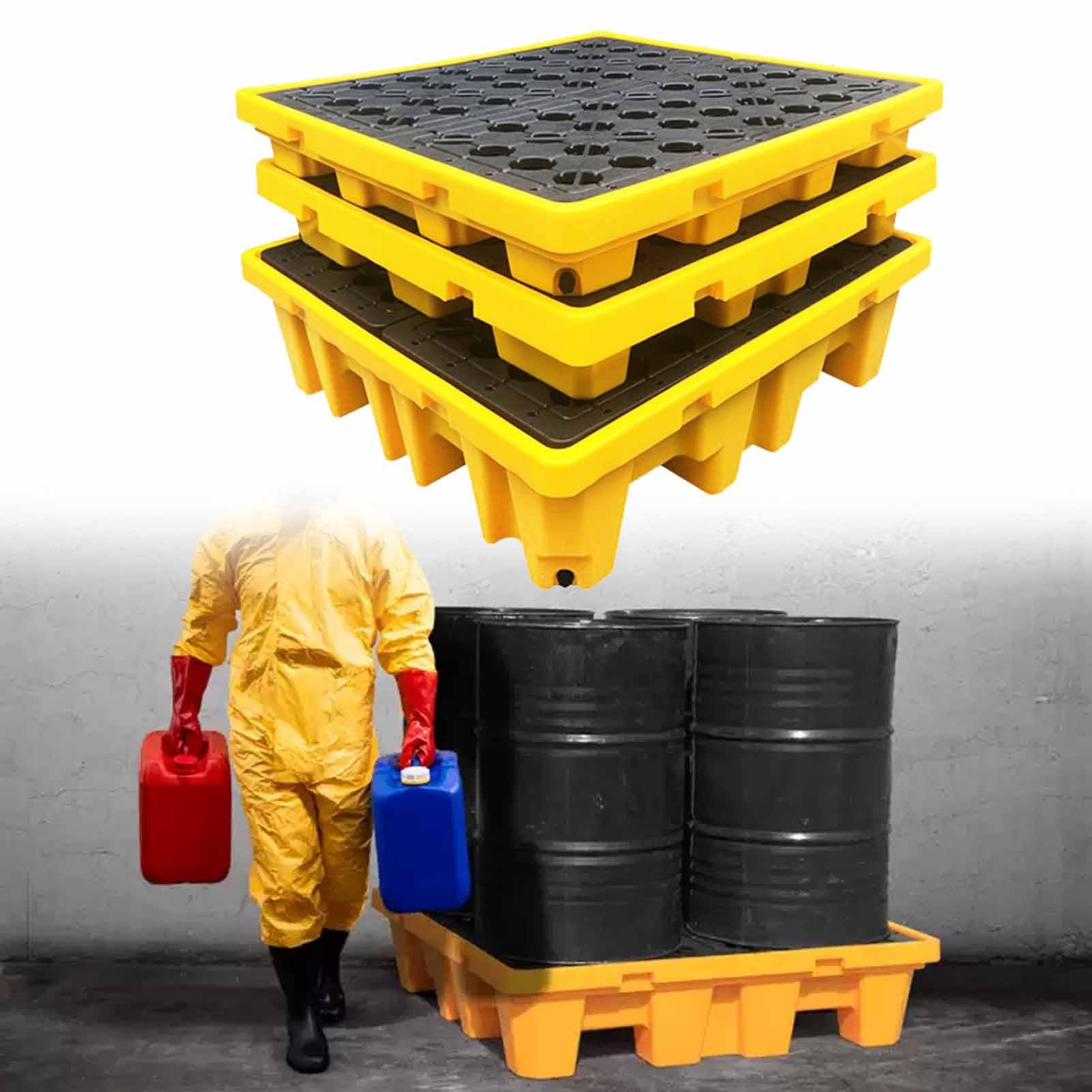 JKJZSALJ Modular Spill Containment Platform With Forklift Access & Drain Valve | Stackable Spill Tray For Warehouse Pallets - Heavy-Duty, Durable, Space-Saving Solu,66x36x12cm