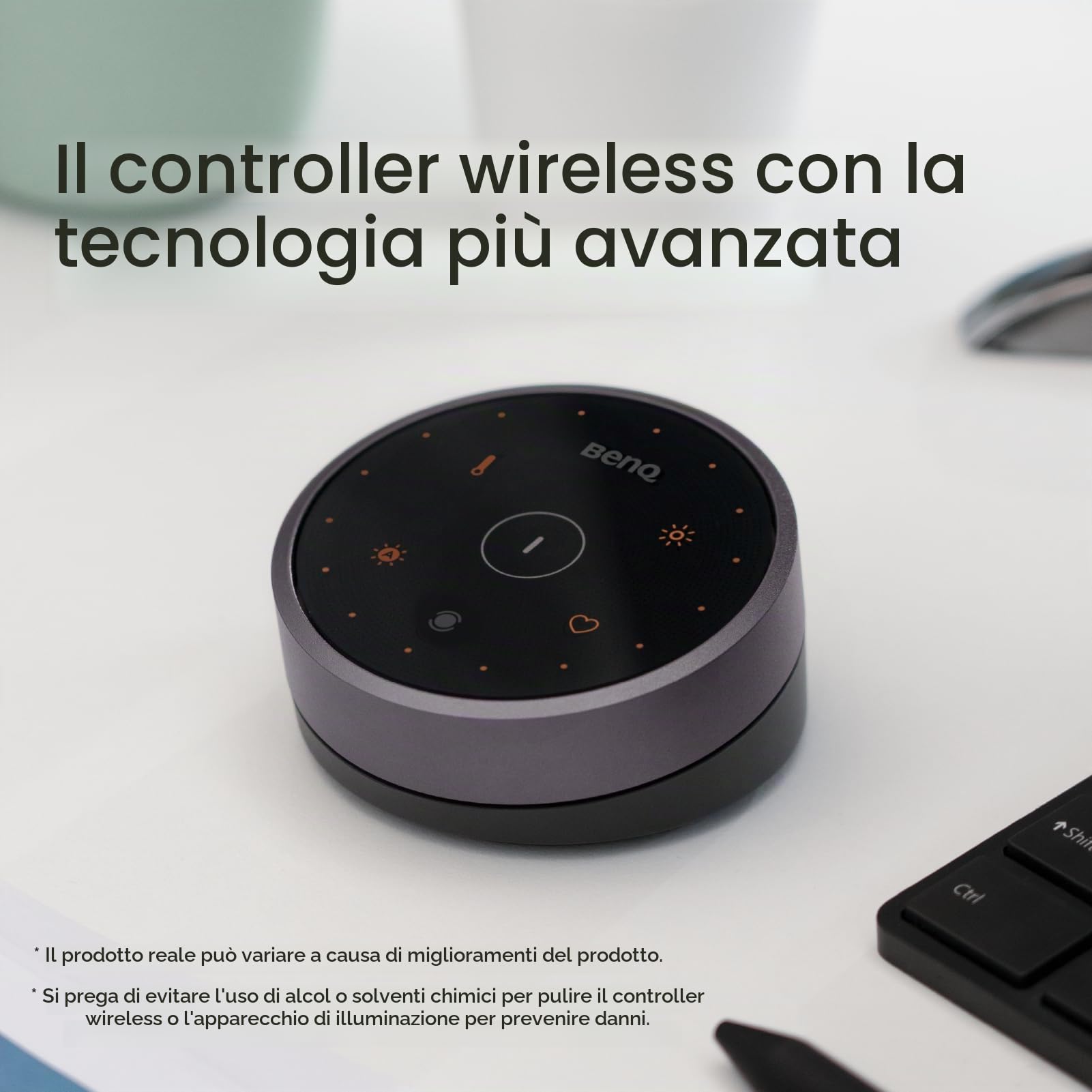 BenQ ScreenBar Halo - Lampada da scrivania senza fili, senza riflessi sullo schermo, risparmio di spazio, 3 modalità di luce intelligente, compatibile con schermi curvi 1000-1800R