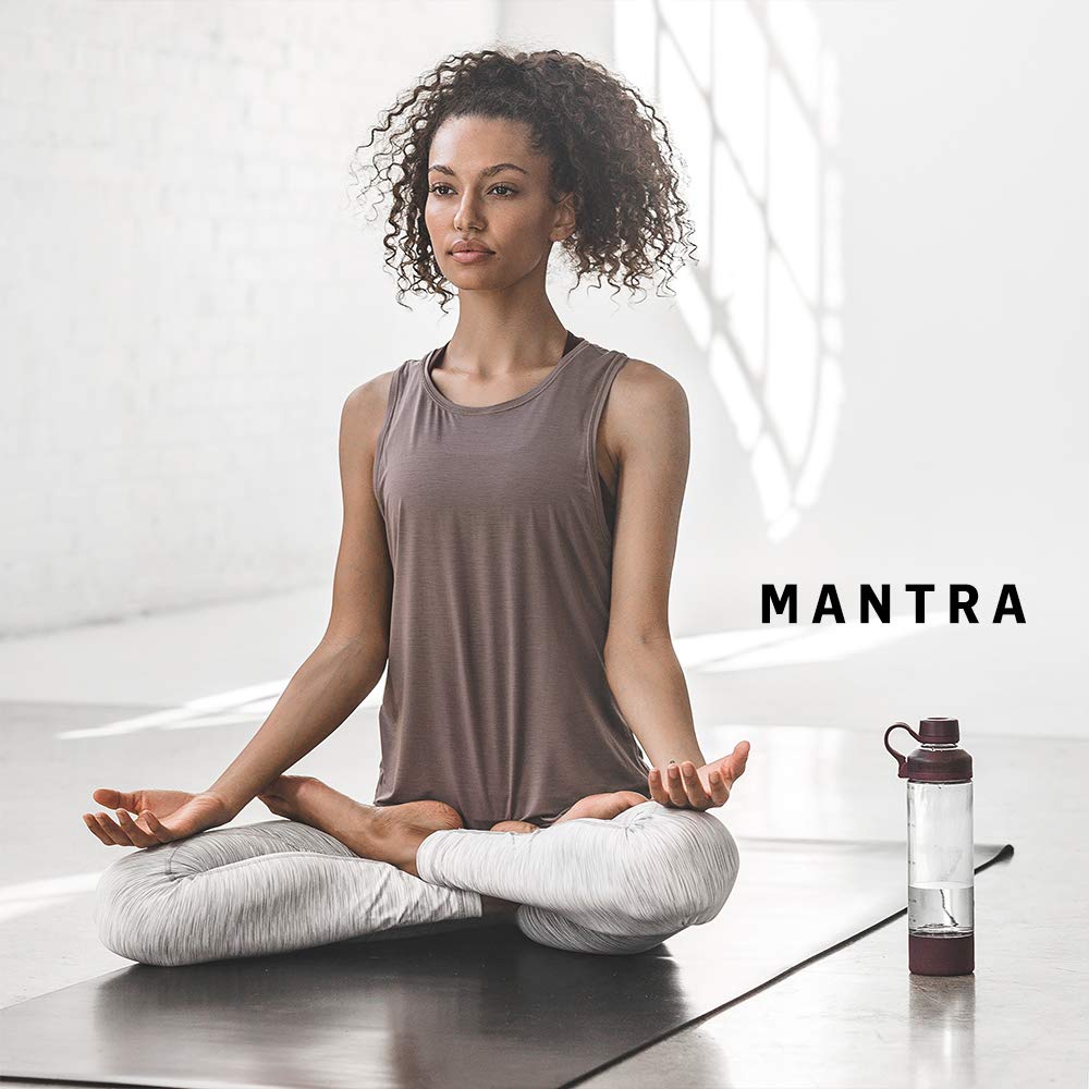 BlenderBottle Mantra Shaker Per Frullati Di Proteine, Bottiglia Per Acqua, Borraccia In Vetro, Con Blenderball, Unisex – Adulto, Plum, 590