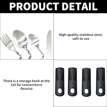 4PCS Bendable Cutlery for Disabled Hands, Disability Aids Weighted Bendable Cutlery, Anti-Shake Easy Grip Adaptive Cutlery with Knife Fork Spoon for Parkinson Elderly Disabled Arthritis