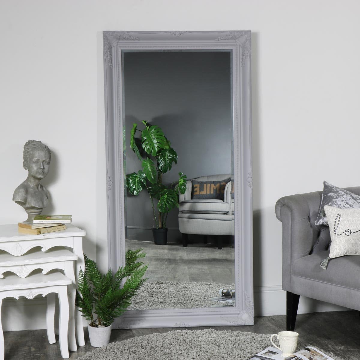 Melody Maison Large Ornate Silver Wall/Floor Mirror 158cm x 78cm