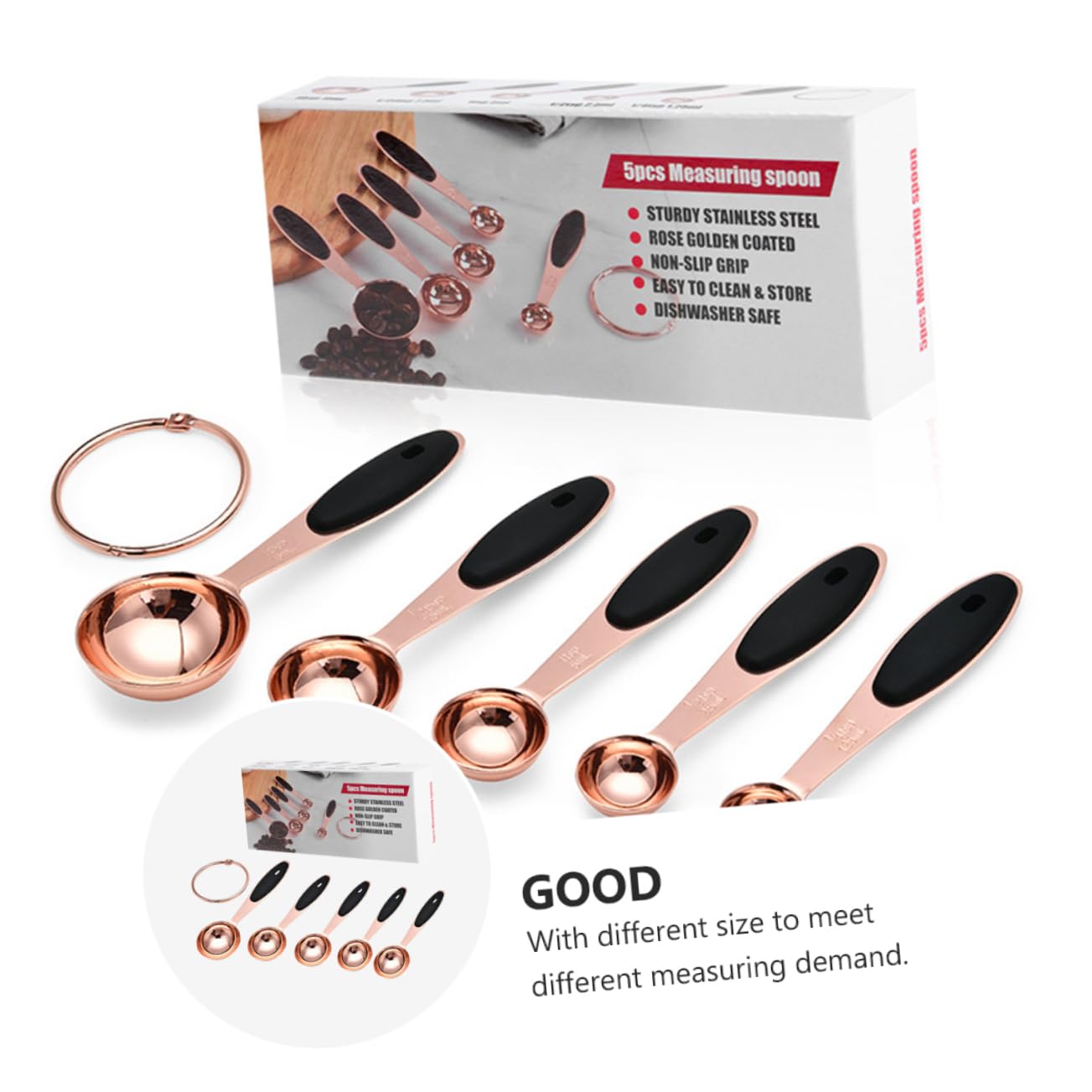 Ciieeo 3 Ensembles Cuillère à mesurer de en or rose cuillere doseuse cuillères à mesurer accessoires de cuisine cuillère à cocktail Acier inoxydable Rose Gold
