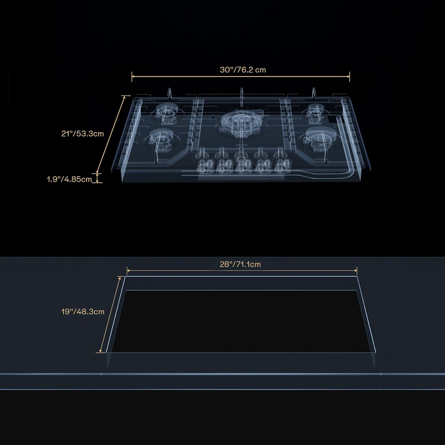 30 inch Gas Cooktop with 5 Sealed Burners, Stainless Steel Drop-in Stove Top, Dishwasher Safe Cast Iron Grates, NG/LPG Convertible, 38K BTU - Image 7