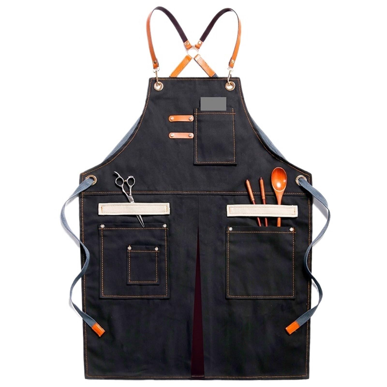 Tablier en denim multi-poches for barbier, 2 pièces Pour Bricolage