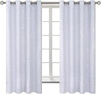 Vista 32 de BGment - Cortinas opacas para dormitorio infantil, con ojales, con aislamiento térmico, estampado de estrellas plateadas, para oscurecer