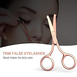 Safety Round Tip Nose Hair and Eyebrow Scissors - Gold Stainless Steel Small Grooming Tool for Painless Trimming of Nasal Cavity, Ear, Eyelashes, Beard and Mustache- AsonTao