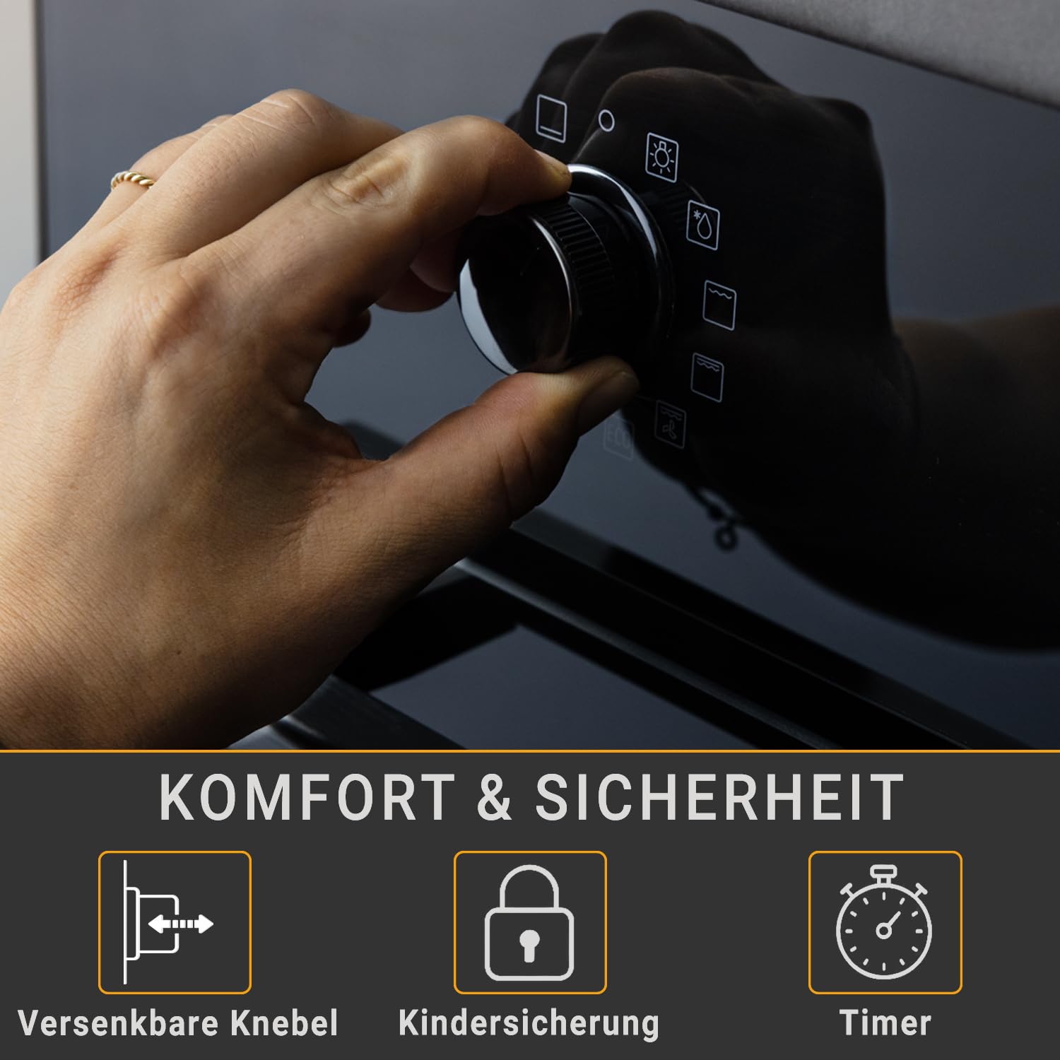 KKT KOLBE BO8005FB Horno empotrado 60cm | Diseño Full Black | independiente | 70L | 3kW | aire caliente | temporizador automático | vidrio aislante | seguridad infantil | perillas giratorias |