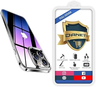 Kit Capa Capinha Anti Shock Transparente Para iPhone 14 Pro Max Tela De 6.7" Case Anti Impacto + Película De Vidro Temperado 3d Full Cover