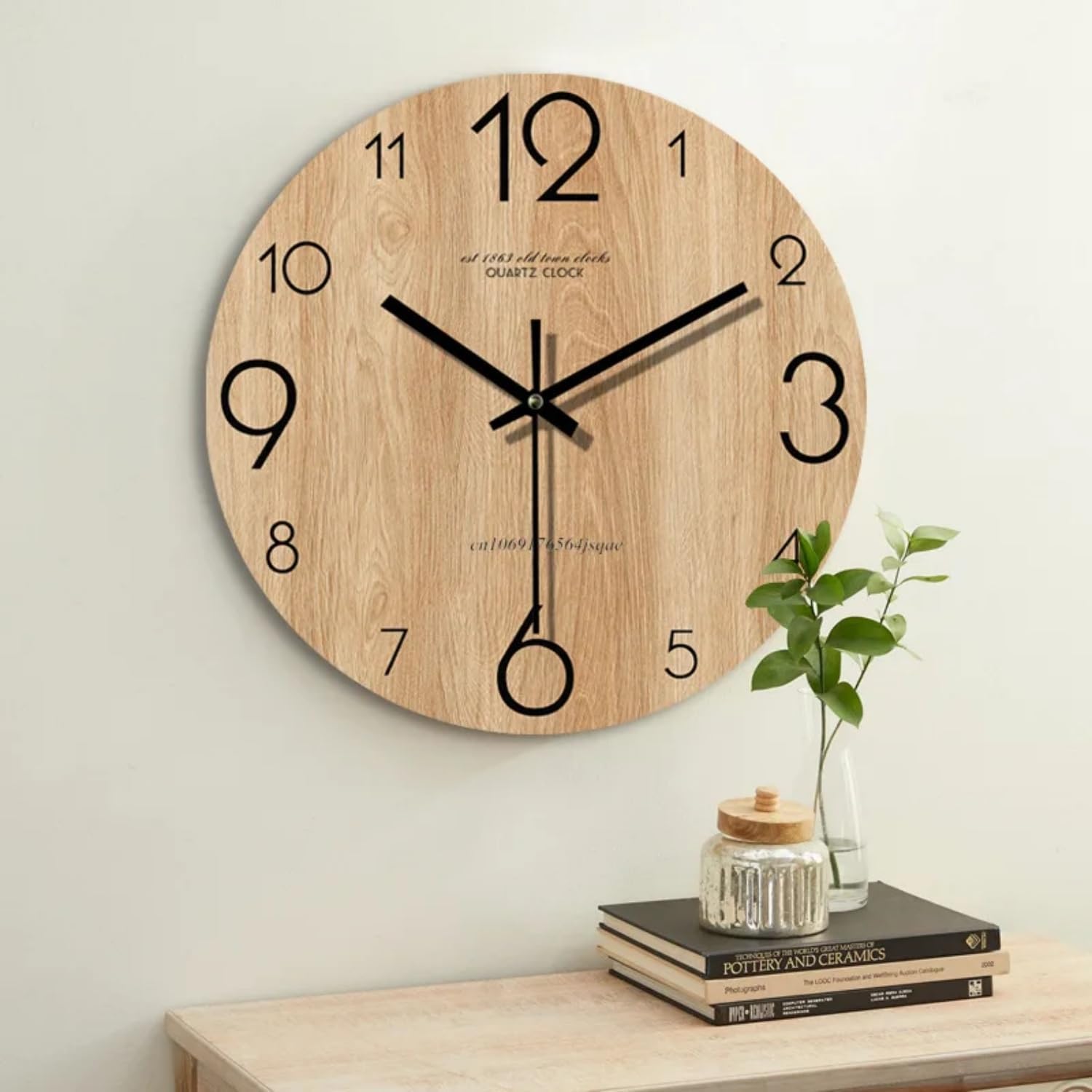 12 inch Vintage Wood Grain Simple Wall Clocks Silent Creative Living Room Decoration Wall Clock Modern Home Kitchen Wall Decor Clocks (E)