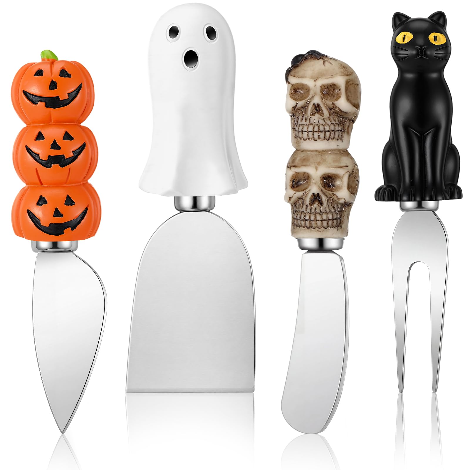 Jingmore 4 Pcs Halloween Cheese Knives for Charcuterie, Cheese Knives Set