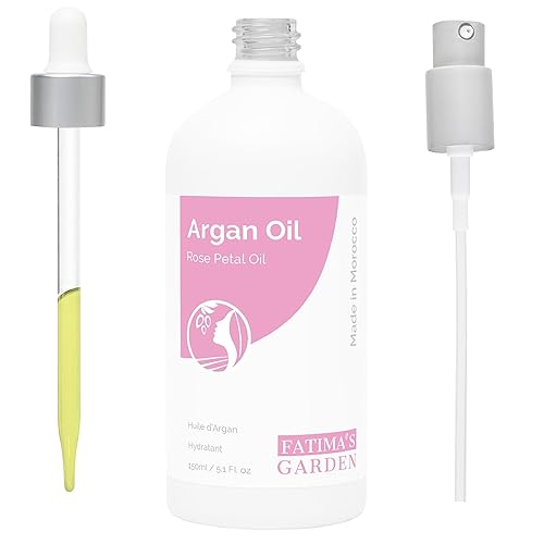 Fatima's Garden Aceite de argán de pétalo de rosa - Hidratante antienvejecimiento orgánico, 5.1 fl oz