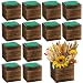 Dandat 12 Set Wood Cube Planter Box Square Wood Vase Rustic Cube Planter Box with Removable Plastic Liner Floral Foam Blocks for Centerpieces Home Wedding Garden Decor, Country Style (Brown)