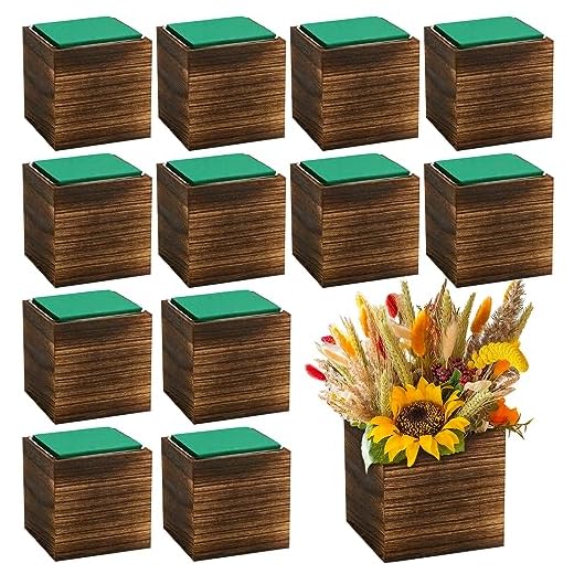 15 Stunning Hydrangea Centerpieces for Every Occasion 3 Dandat 12 Set Wood Cube Planter Box Square Wood Vase Rustic Cube Planter Box with Removable Plastic Liner Floral Foam Blocks for Centerpieces Home Wedding Garden Decor, Country Style (Brown)