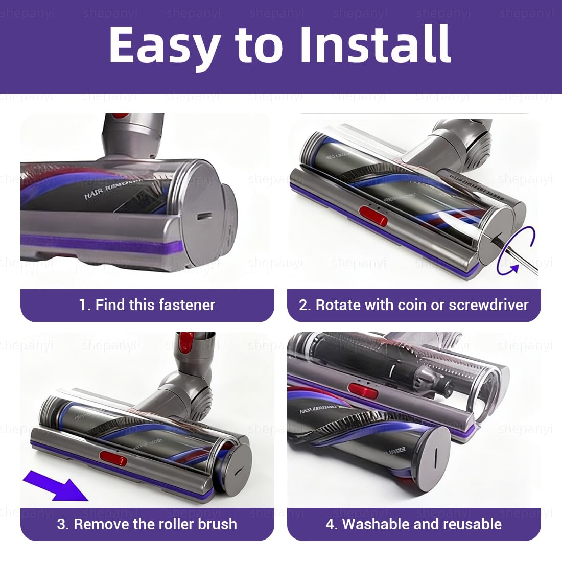 Boquilla de Cepillo Compatibles con el Modelo Dyson V11,V15,V8,V7,V10 cepillo Anti - Enredo con Succión Ajustable,Cepillo de Suelo Duro y Cepillo de Repuesto para Accesorios de Alfombra.