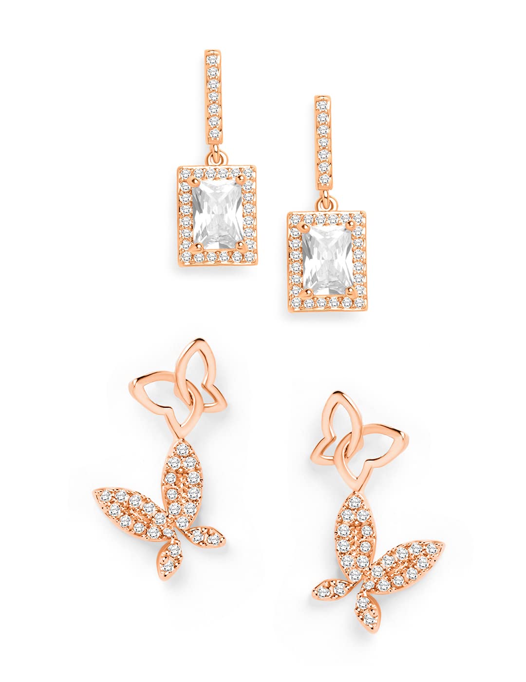 See full amazon price history chart for Zaveri Pearls Set of 2 Rose Gold Cubic Zirconia Contemporary Drop Earrings For Women-ZPFK13446 Zaveri Pearls Set of 2 Rose Gold Cubic Zirconia Contemporary Drop Earrings For Women-ZPFK13446 (B09XHN6F4L) Amazon Price History, Amazon Price Tracker