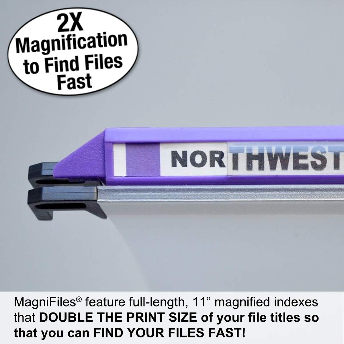 Ultimate Office MagniFile Hanging File Folders V- Bottom Letter Size with 11 inch Magnified Indexes that Double The Size of Your File Titles to Find Files Fast. (Set of 20 Frost)