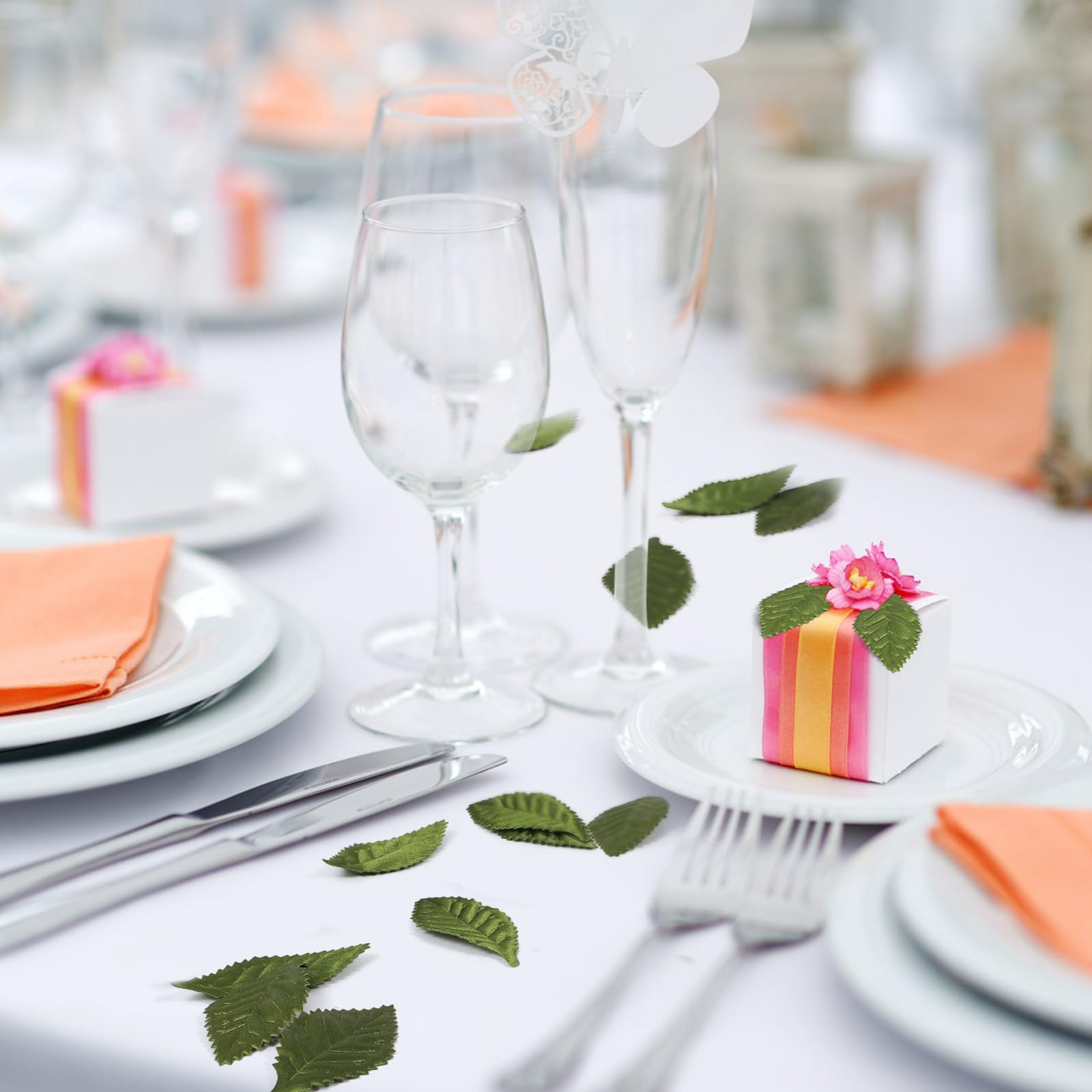 100 Foglie Artificiali Di Seta Verde - Per Decorazione Fai Da Te, Matrimoni E Feste - Foto 7