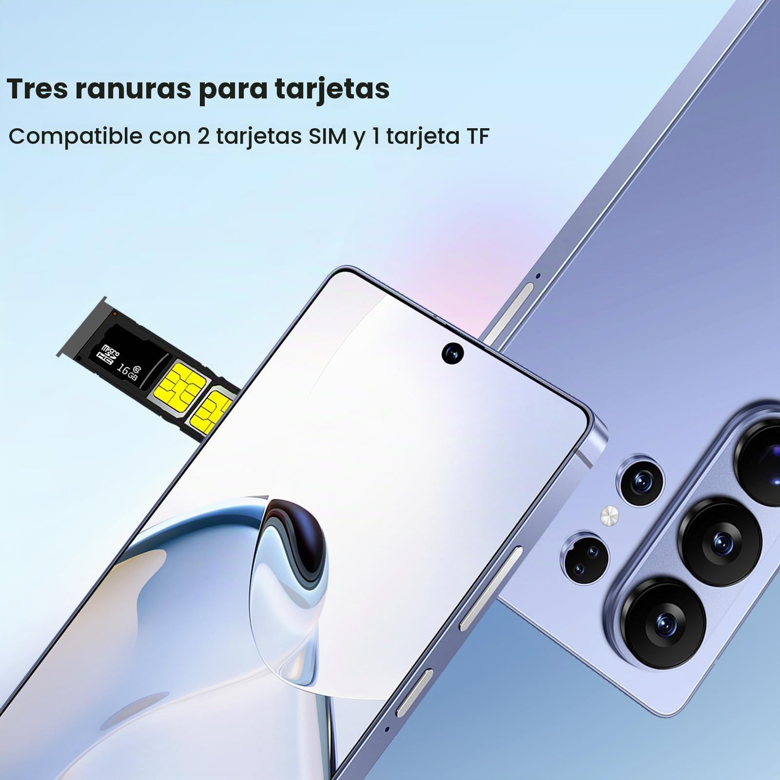Desbloquear el teléfono, Pantalla de 6.75 Pulgadas, 4GB RAM + 64GB ROM/TF 256GB, Cámara Doble, Soporte 4G LTE FDD TDD, Doble Tarjeta sim, Adecuada para Principiantes. (Deep Blue)