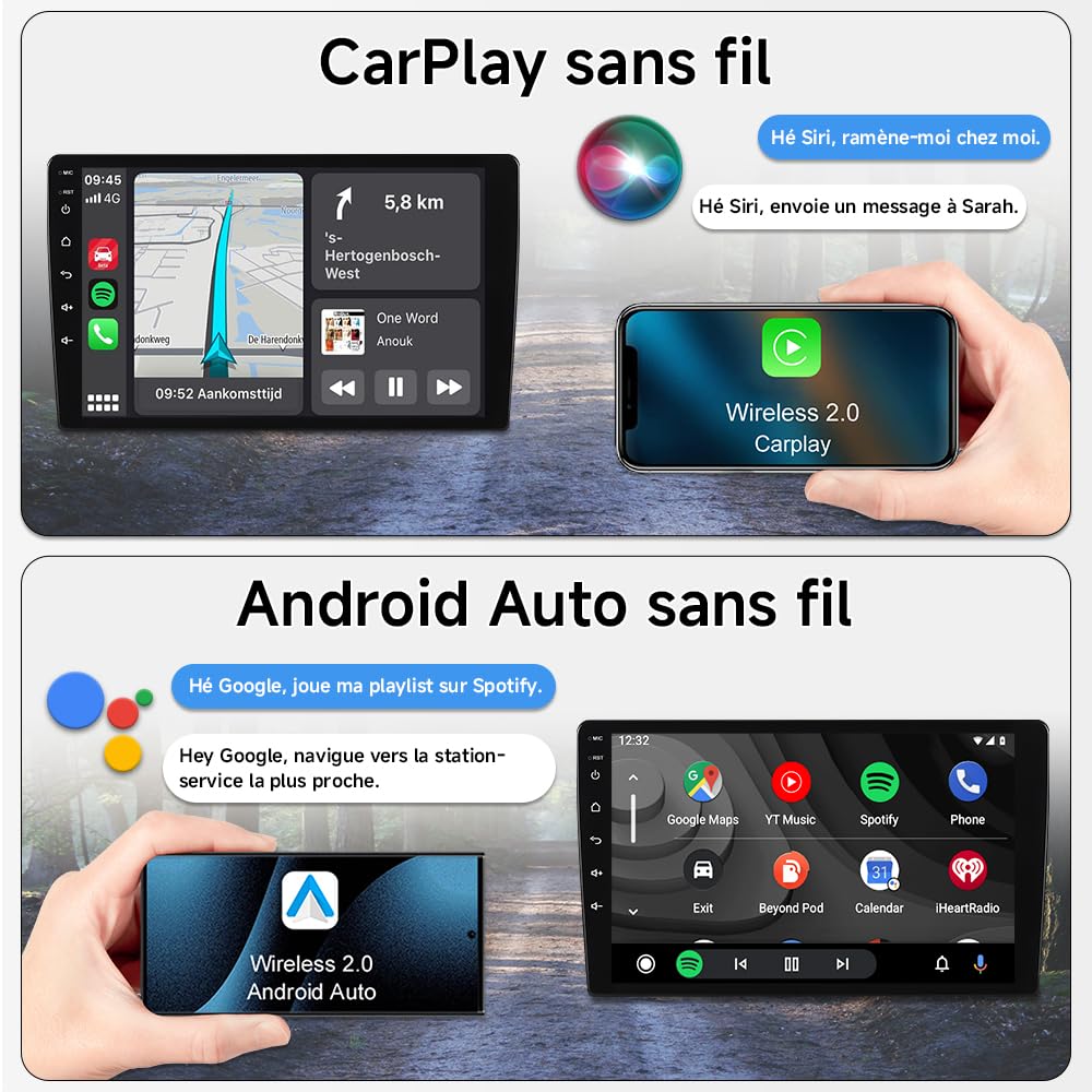 Autoradio Android 15 pour Renault Clio MK4 2012–2018-10,1" écran Tactile, 8-Core, 4+64 Go, Carplay sans Fil Android Auto, Dab+, Bluetooth, GPS, WiFi, Compatible avec SWC