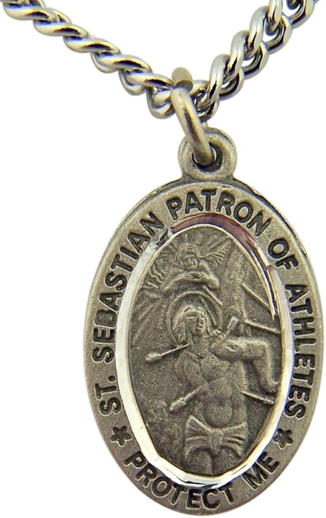 Medalla de San Sebastián de San Sebastián con detalles de corte brillante 75in