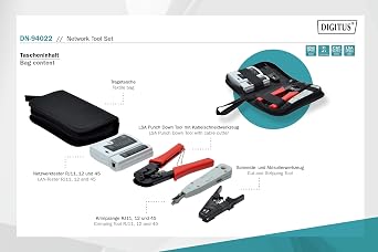 Digitus LAN Network Tool Set - Network Tester - Crimp Pliers - Cutting & Stripping Tool - LSA Insertion Tool