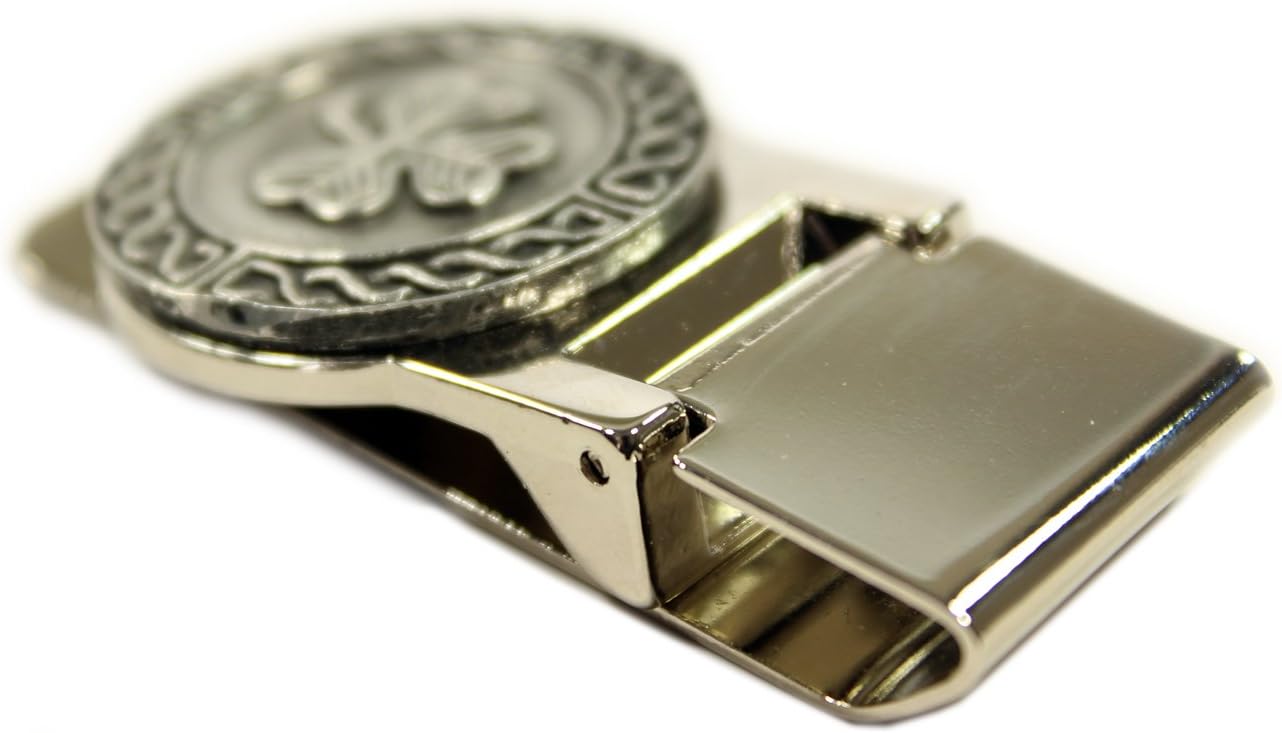 Biddy Murphy Money Clip for Men Spring Loaded Stainless Steel & Pewter Medallion Symbols, Imported