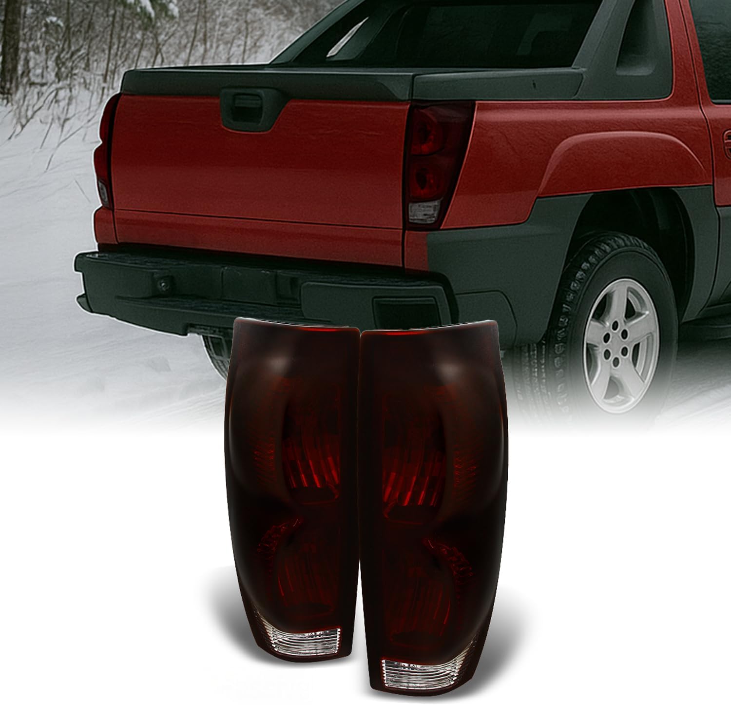 AKKON - For Chevy Avalanche 1500 2500 Red Clear Tail Lights Tail Lamps Driver + Passenger Side Replacement Pair