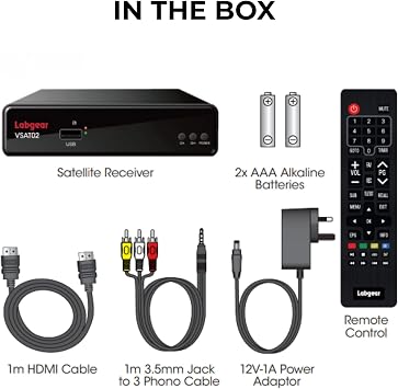 Free to Air Satellite Receiver Full HD DVB-S2 + USB Port Schedule HD Program Recorder, Labgear VSAT02 Compact TV Satellite Box with Remote Control