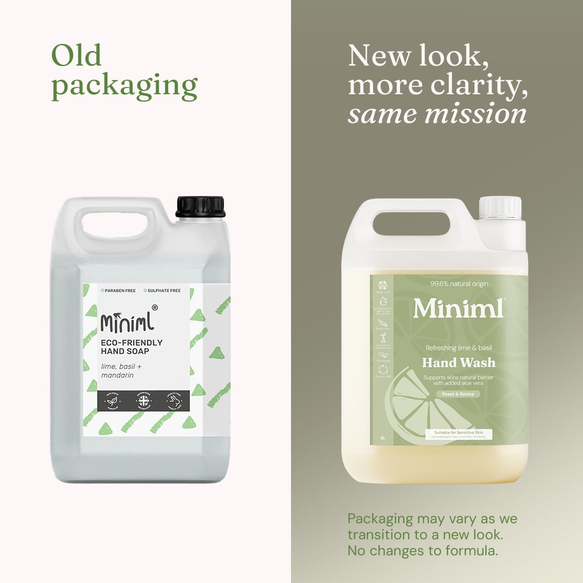 Miniml Hand Soap Wash Liquid 5L Refill - Lime, Basil & Mandarin Infused Hand, Skin & Body Wash Gel for Soft and Sensitive Skin Care - 100% Vegan & Cruelty Free - 2