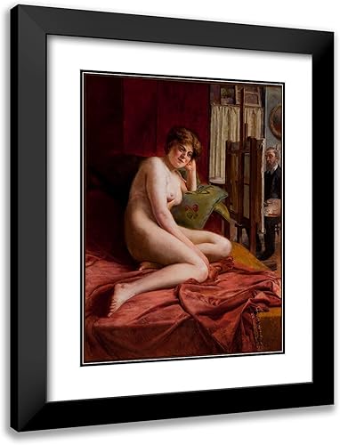 ArtDirect Oscar Pereira da Silva - Marco moderno negro de 14 x 18 pulgadas y museo de doble paspartú titulado - Durante la postura