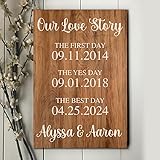 Personalized First Day Yes Day Best Day Sign, Anniversary Love Story Sign Special Dates Sign Wedding Date Wooden Sign, Bridal Shower Valentine Holiday Gift, Gifts for Couple design/1