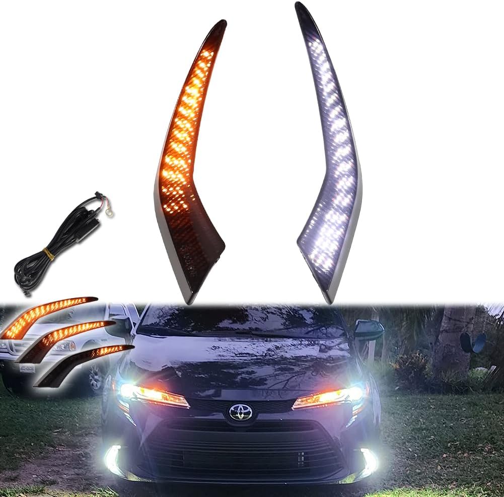 for 2021 2022 2023 Toyota Corolla L LE XLE Hybrid Smoked Lens Front Bumper LED Fog Light Sequential Turn Signal Lamp Daytime Running Lights