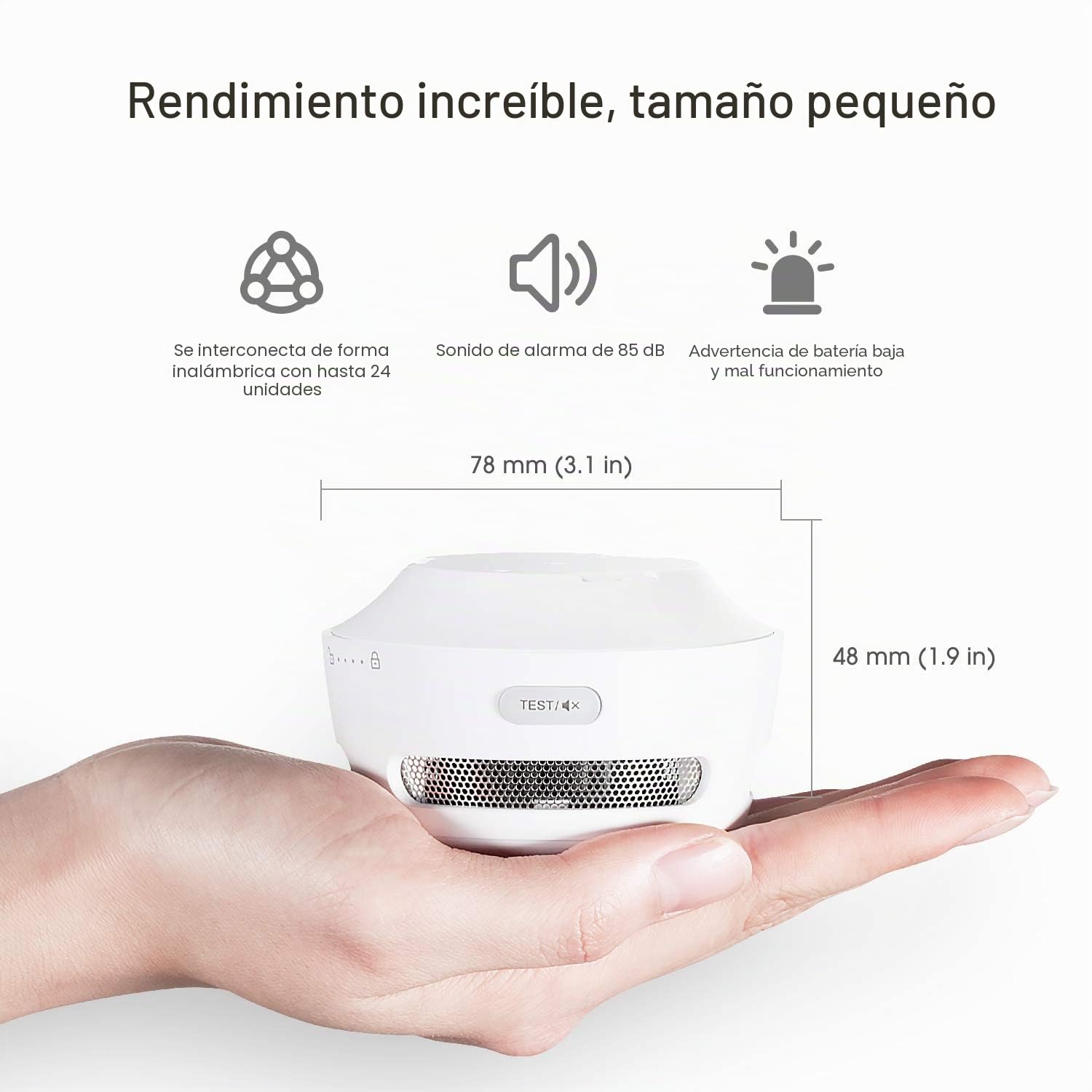 X-Sense Mini Alarma y Detector de Humo Inalámbricos, Detector de Humo Inalámbrico e Interconectado con Baterías Reemplazables, Se Conforma al Estándar EN 14604, XS01-WR, 3 Piezas