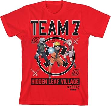 Amazon.com: Naruto Shippuden Team 7 Boy's Red T-Shirt -Large