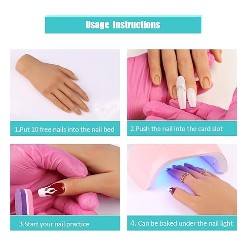 Miniatura 6 de Mano de práctica de silicona para uñas acrílicas manos falsas para practicar uñas postizas mano de maniquí para práctica de uñas y arte de uñas