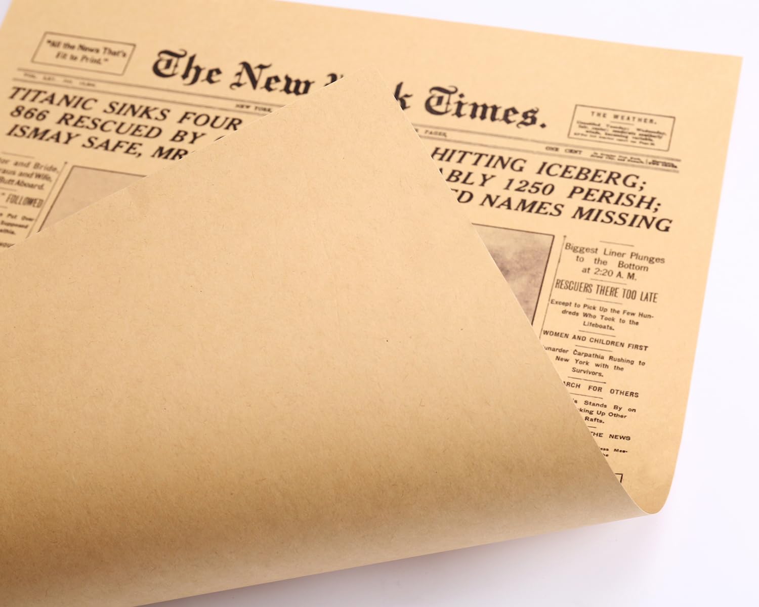 HAOHUODUO 20" x 14" Vintage Titanic Disaster Poster Unframed New York Times 1912 Front Sheet Replica on Kraft Paper Retro Western Art Prints for Home Decor Commemorating Titanic's Historic Sinking