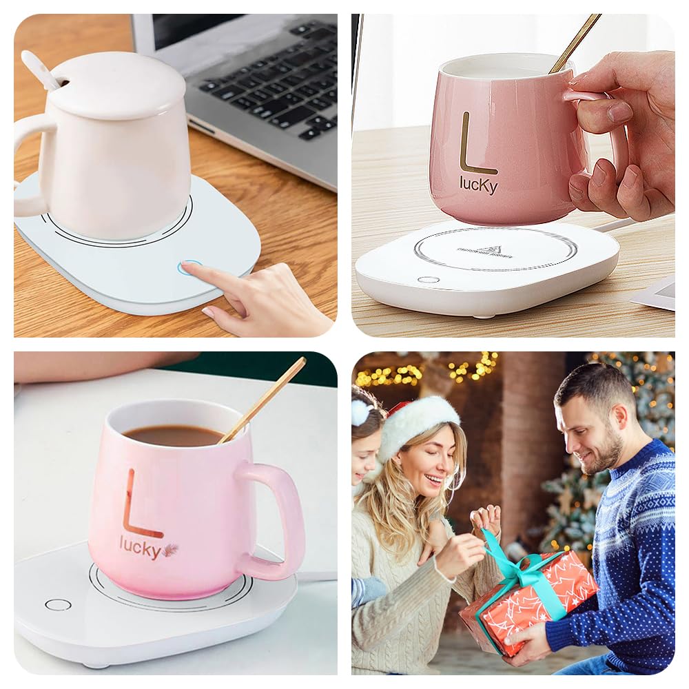 Scalda Tazza, Sottobicchieri Riscaldante Scalda Bevande Moderno caffè tè latte elettrico riscaldatore tazza temperatura costante 55 gradi per Caffè Tè e Latte Spina EU - bianco